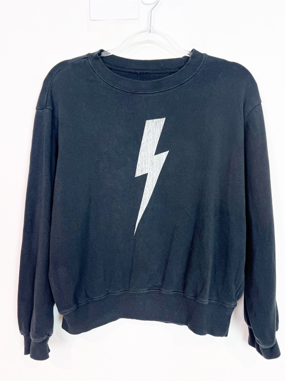CHASER BLACK LIGHTENING BOLT LONG SLEEVE CREWNECK SWEATSHIRT SZ XS